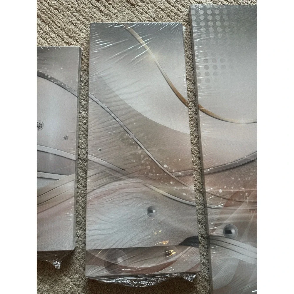 5 Panel Wall Art Decor Abstract Silver Gray Beige Canvas Prints Pictures